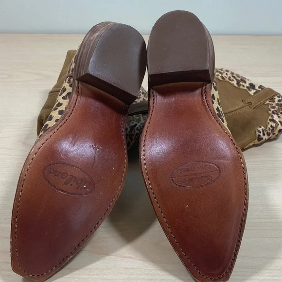 Abilene Boot Co. Tan and Leopard Print Heeled Boots - Picture 7 of 9